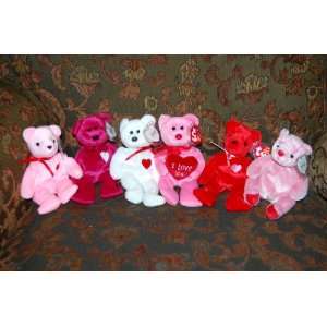 Ty Beanie Baby Valentines Bears Adore, Kiss e, Romance, Smooch e 