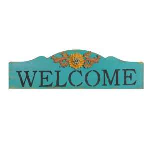 Wilco Imports Teal Blue Wood Welcome Sign, 27 1/2 Inch by 1 Inch by 8 