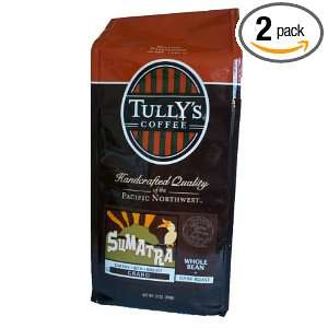 Tullys Coffee Sumatra, Whole Bean, 12 Ounce Bags (Pack of 2)  