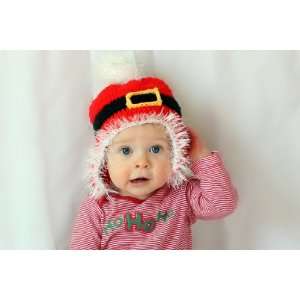   yarn handmade baby Santa hat   fits 1 to 3 year old 