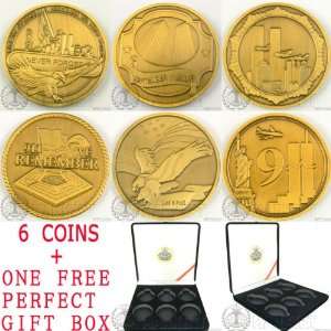  9/11 Twin Towers Memorial 6 Coin Set & Gift Box St009 