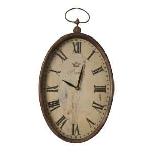 Wilco Imports Pocket Watch Design Oval Wall Clock with Large Roman 