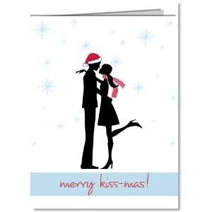 Merry Kiss Mas Christmas Couple Silhouette Holiday Cards 