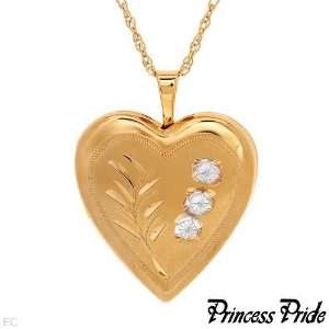  18 2 Tone 14kt Gold (gf) Etched Heart Locket Necklace 