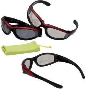 SIDESWIPE Red Windmaster Foam Padded Sunglasses, 2 Pairs, Clear Mirror 