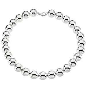  16mm Bead Necklace 16 inches/Sterling Silver Jewelry