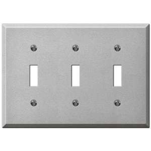    Textured Silver Steel   3 Toggle Wallplate
