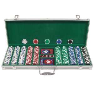  500 11.5G Holdem Poker Chip Set w/Aluminum Case Sports 