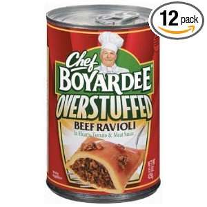 Chef Boyardee Big Beef Ravioli, Overstuffed, 15 Ounce Cans (Pack of 12 