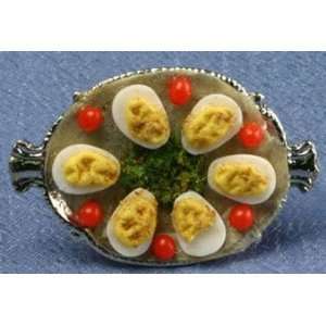   Dollhouse Miniature Platter of Deviled Eggs with Garnish Toys & Games