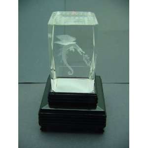 Fire Breathing Dragon Quartz Laser Cube & Lighted Stand 