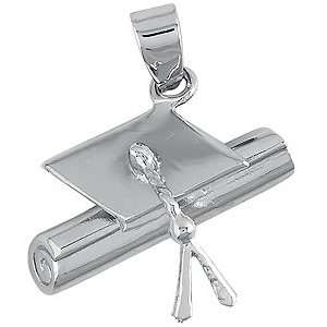 Its Charming Sterling Silver Rolled Up Diploma with Graduation Cap 