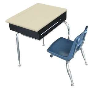   725 SP Open Front Combo Desk   Solid Plastic Top (15 1/2 Seat Height