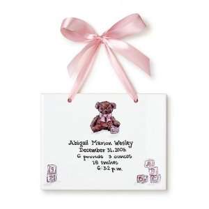  Teddy Bear Girl Ceramic Birth Certificate Baby