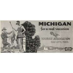  1926 Billboard Ad Michigan Vacation Travel Tourism Map 