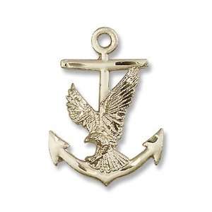   Filled Anchor/Eagle Pendant Stainless Gold Heavy Curb Chain Jewelry