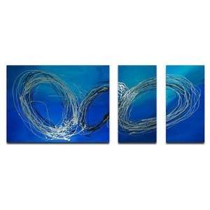    Hand Painted Coils of Wire 3 Piece Canvas Art Set