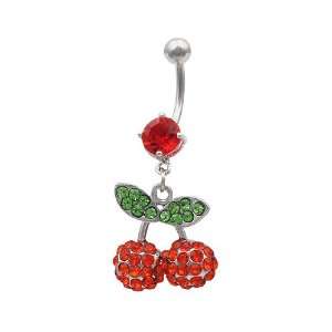   Dangle Cherries #1 Belly Button Navel Ring Cute Sexy Fashion 14 Gauge