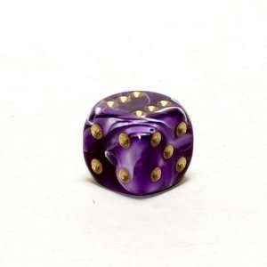    16mm d6 Purple Marbleized Rounde Edge Dice with Pips Toys & Games