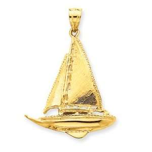  14k Polished 3 Dimensional Sailboat Pendant Jewelry