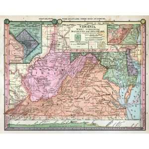   Map of Virginia, West Virginia, Maryland & Delaware