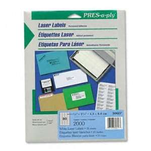  Laser Labels, Return Address, 1 3/4x1/2, White, 2000/BX 