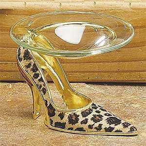  High Heel Shoe Design Glass Oil Burner Leopard