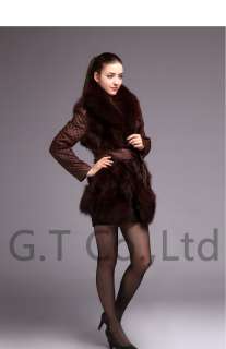 0310 women sheep leather jacket coat jackets garment overcoat with fox 