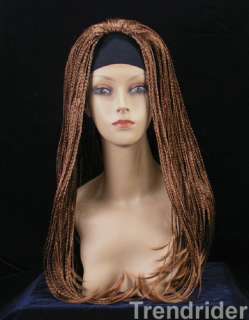 Fine Braided Straight 3/4 Headband Wig Auburn brown  