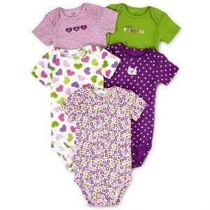 Carters Baby Girls 5 pack S/S 100% Cotton Wiggle in Bodysuits Purple 