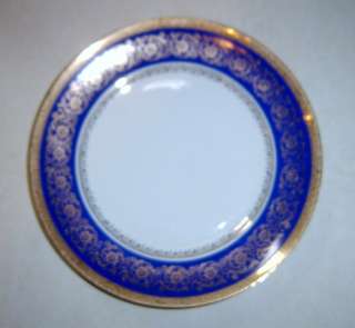Alka Bavaria 412 Cobalt Blue Band Gold Floral Plate  