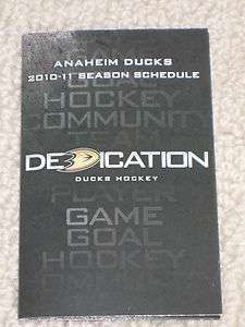 MINT 2010 11 ANAHEIM DUCKS POCKET SCHEDULE NHL  