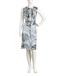 Carolina Herrera Feather Print Belted Dress  