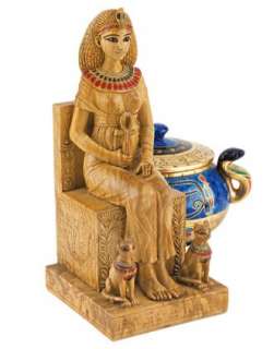 Queen of Egypt Cleopatra on her Hieroglyphic Throne with Goddess 
