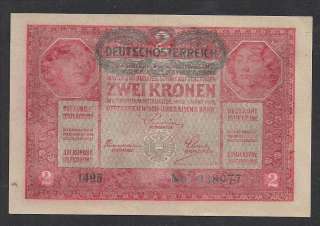 OSZTRAK MAGYAR BANK Hungary 1917 uncirculated 2 KET KORONA 