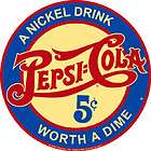Pepsi Cola Nickel Drink Worth Dime Rec Game Dorm Room Diner Retro Tin 