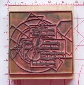 STAMPS HAPPEN Rubber Stamp OVERTURE Music VIOLIN COLLAGE Musical Notes 