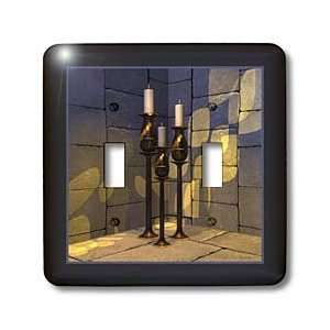 Designs 3d Still Life   Elegant tall candles stand in a medieval room 