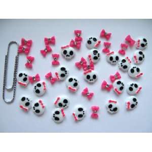  Nail Art 3d 40 Piece Hot Pink Skull & BOW/RHINESTONE for 