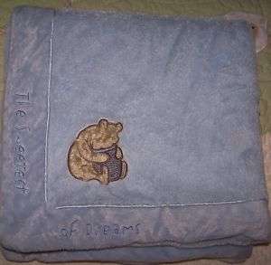 Classic Pooh The Sweetest of Dreams Blue Plush Blanket  