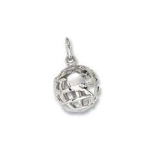 Globe 3d Charm in White Gold