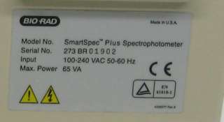 SmartSpec Plus Spectrophotometer   90 260 V, UV / Visible Benchtop 