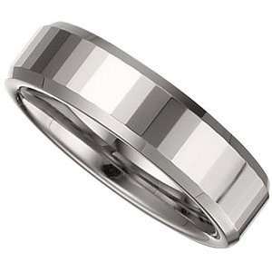  6.3mm Tungsten Faceted Beveled Band Size 10 CleverEve 