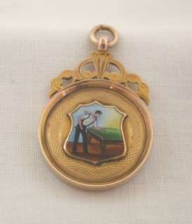 Vintage 1920s Heavy 9ct Gold & Enamel Billiards Medal  