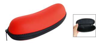 Zipper Closure Black Flannel Lined Red Glasses Case Box  