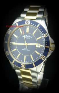 Mens Rotary Watch Two Tone Blue Dial Date Watch GB02801/05  