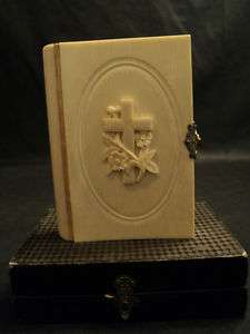 19th C. ANTIQUE FAUX IVORY MINI. FRENCH PRAYER BOOK  