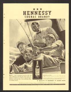 1938 Print Ad Hennessy Cognack fishermen black server  
