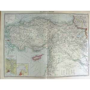 HARMSWORTH MAP 1906 ASIA ARMENIA CYPRUS SMYRNA SAMOS 