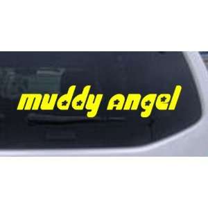 Yellow 20.3in X 4in    Muddy Angel Off Road Car Window Wall Laptop 